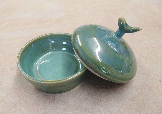 Chris Bell green lidded pot
